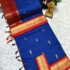 Royal Blue Kalyani Cotton Saree with Red Zari Border & Butti Design