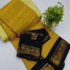 Elegant Mustard Yellow Veldhari Chungidi Cotton Saree with Black Zari Border